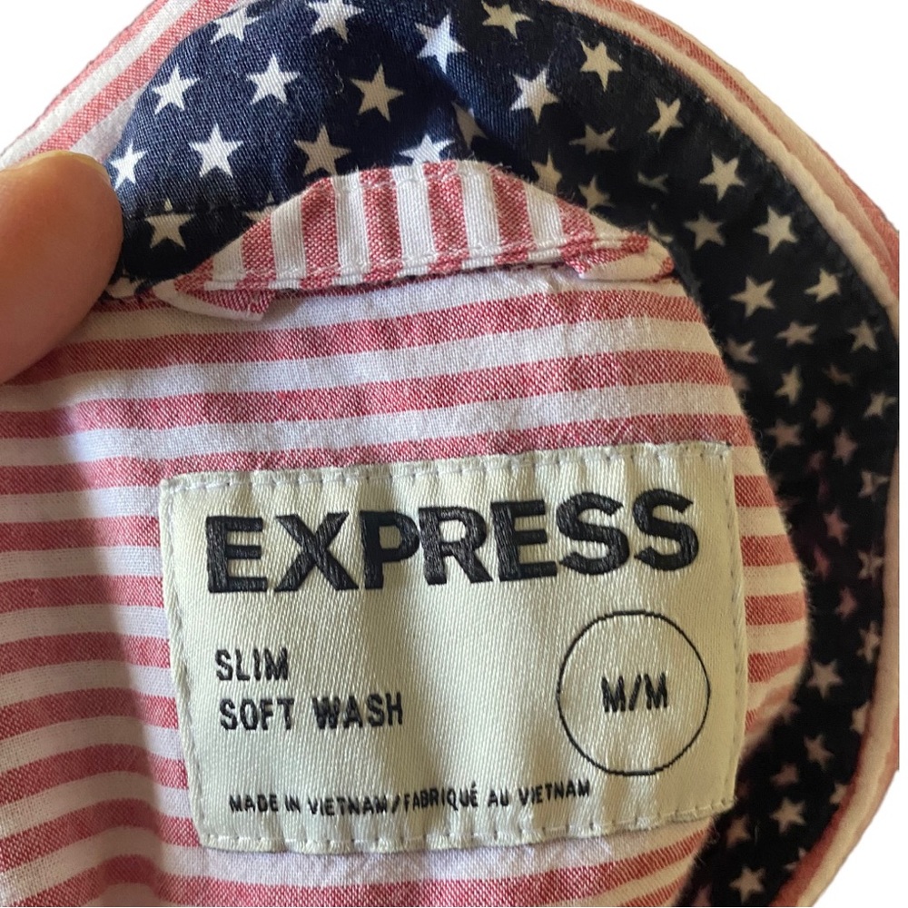 Express | Womens Short Sleeve American Flag Patriotic Button up Top Size Medium - Picture 5 of 6